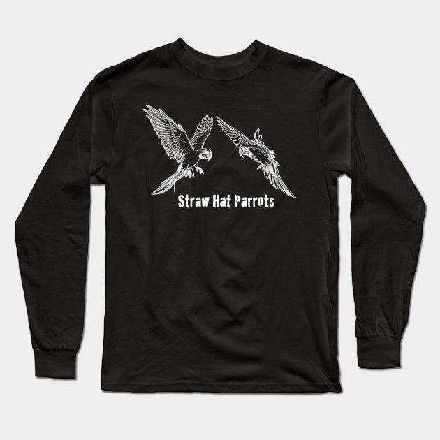 Straw Hat Parrots Luffy and Zoro Outline White Long Sleeve T-Shirt by Straw Hat Parrots